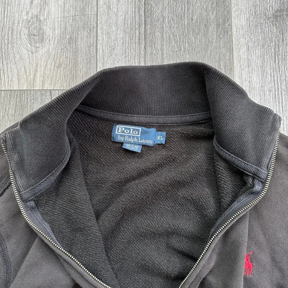 Mens Y2K Polo Ralph Lauren Black Zip Up Sweater XL